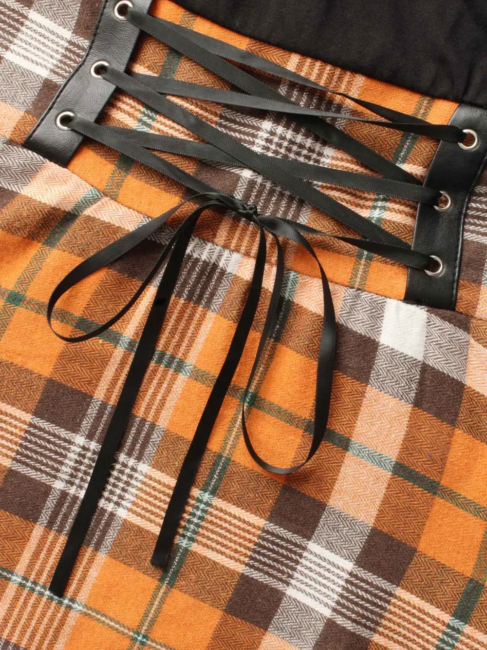 Elastic Plaid Asymmetrical Hem Dress