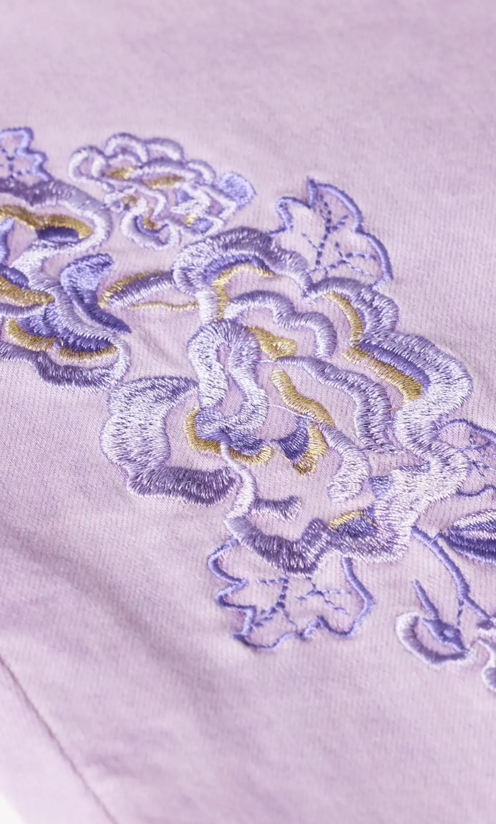 Evans Purple Embroidered Turn Up Denim Jean