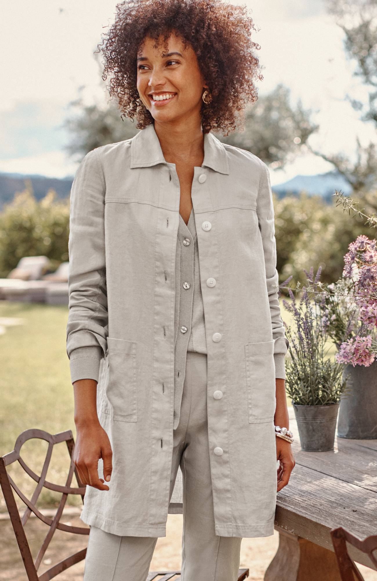 Long Linen Duster Jacket