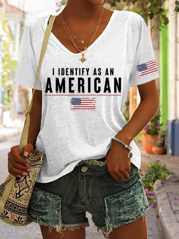 Women'S I Identify As An American Short-Sleeved T-Shirt
