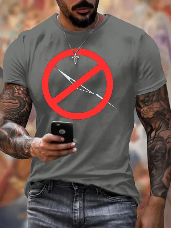 Men'S Retro Printed Casual Crew Neck T-Shirt