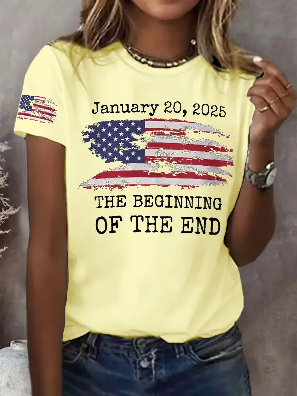 Retro January 20, 2025 The Beginning Of The End Print T-Shirt