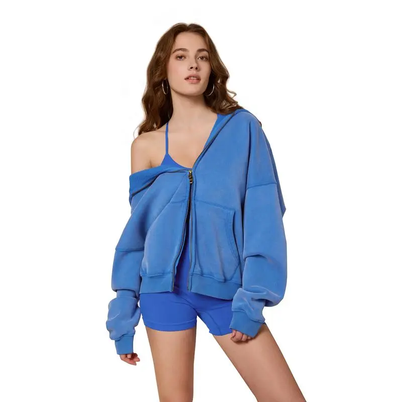 Unisex Oversized Zip Hoodie – Vintage Heavyweight Fleece