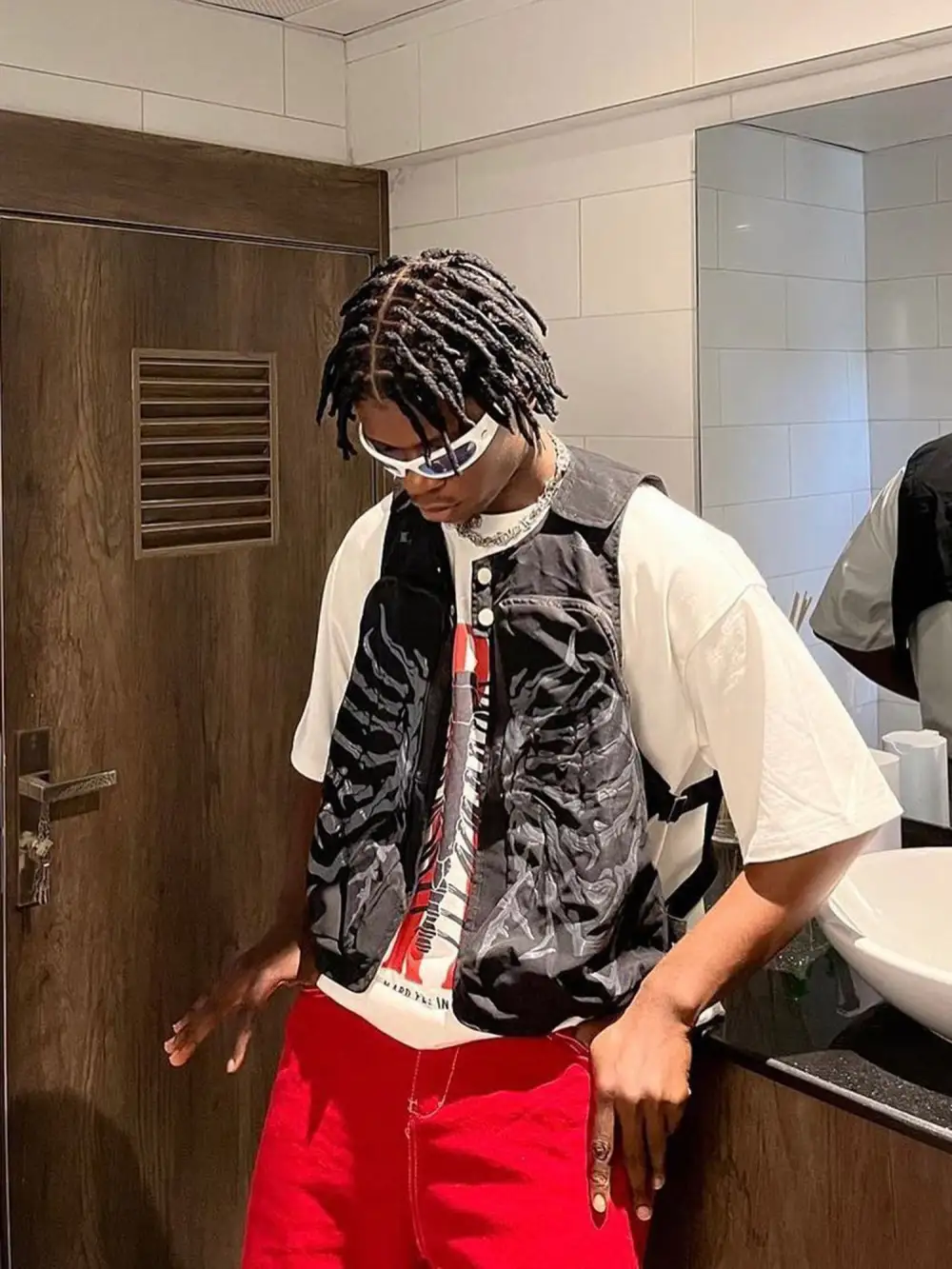 Skeleton Print Padded Cargo Vest -1201