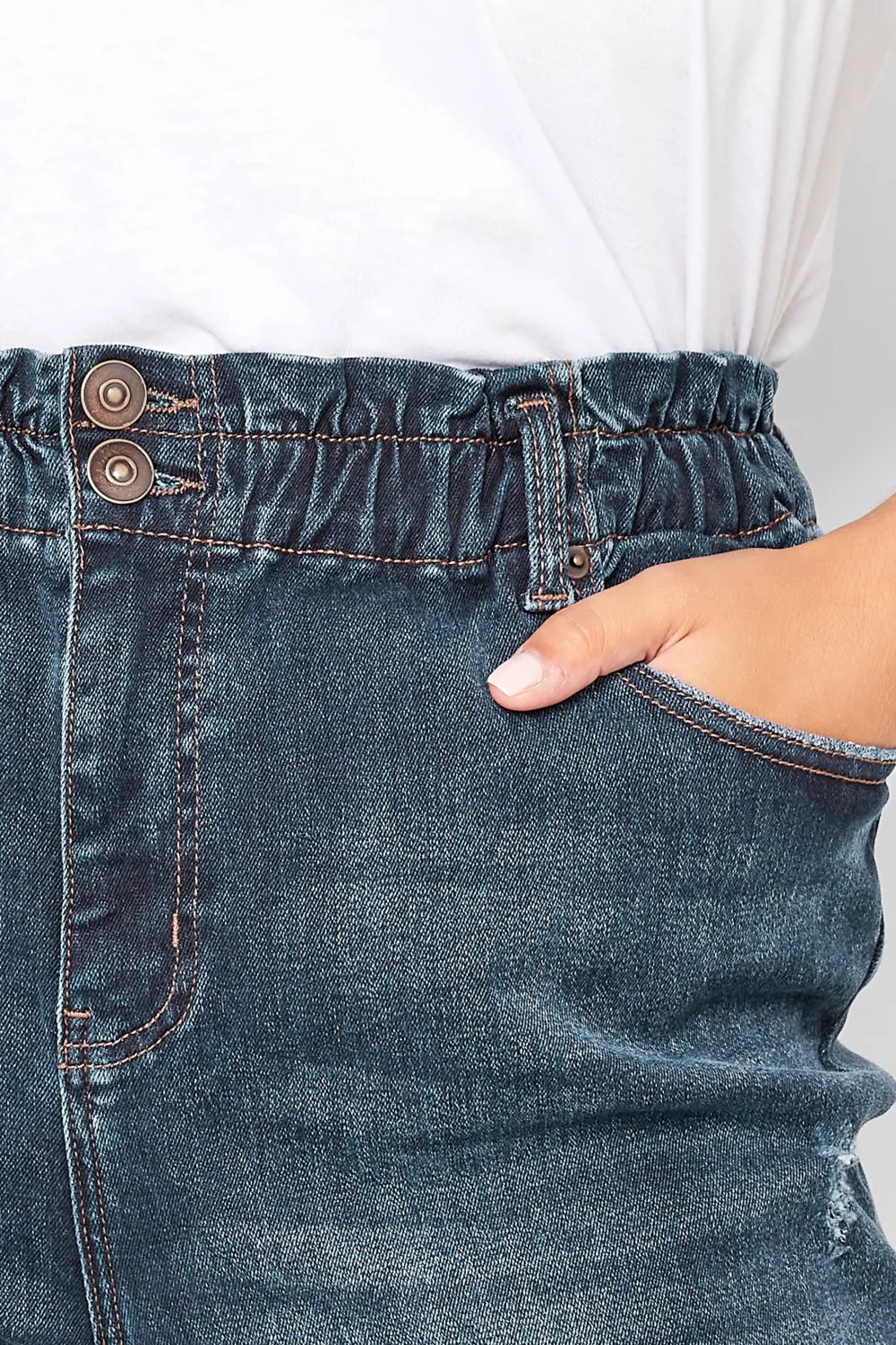 YOURS Curve Indigo Blue Washed Elasticated Stretch MOM Jeans