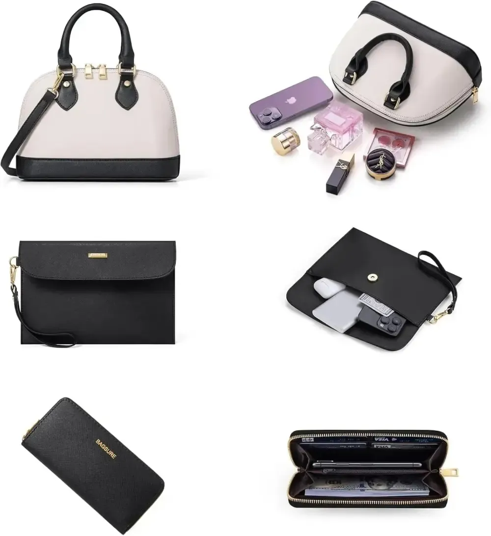 4PCS Women Fashion Handbags Purses Wallet Tote Shoulder Bags