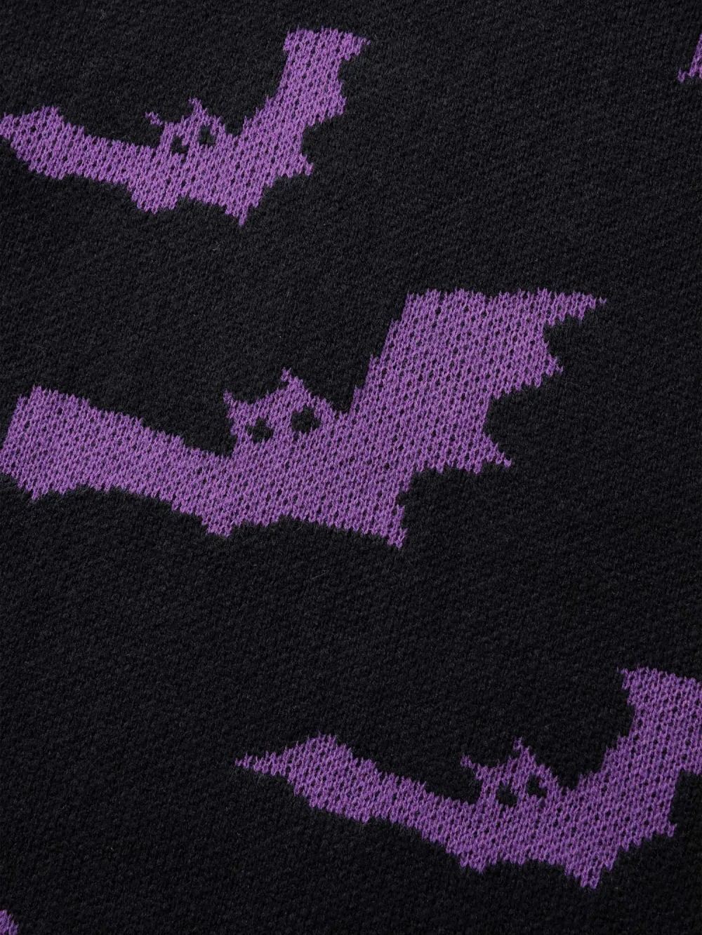 Bat Pattern Ribbed Neck Pullover