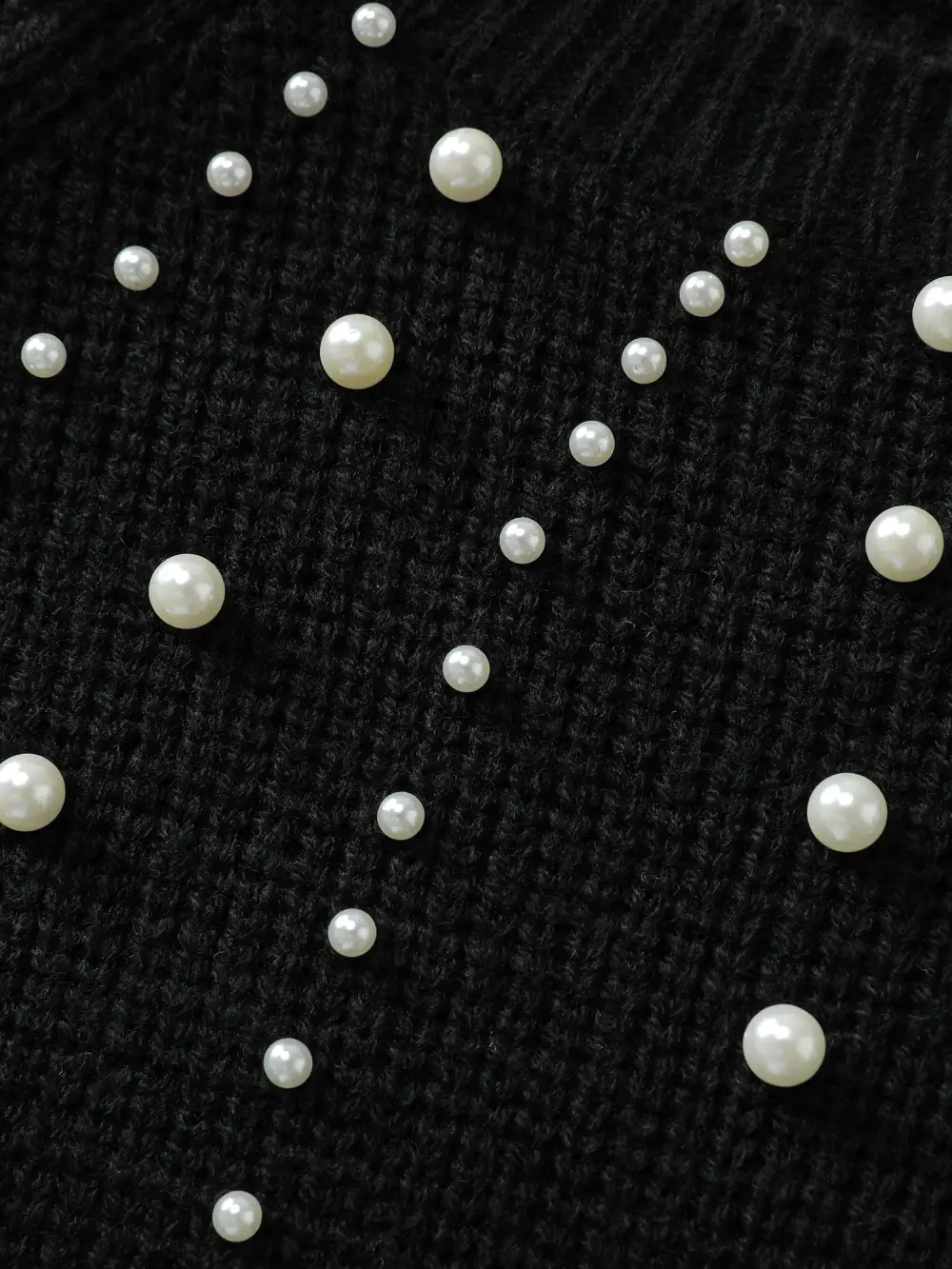 Pearl Detail Cinched-Waist A-Line Pullover