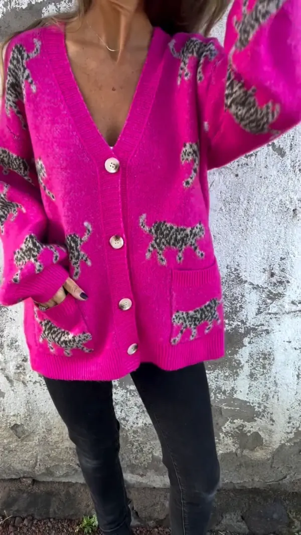 Wild Leopard Knit Cardigan