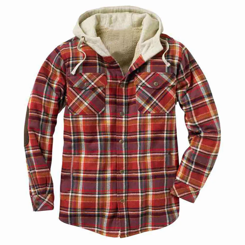 Plaid Stitching Men's Outdoor Jacket