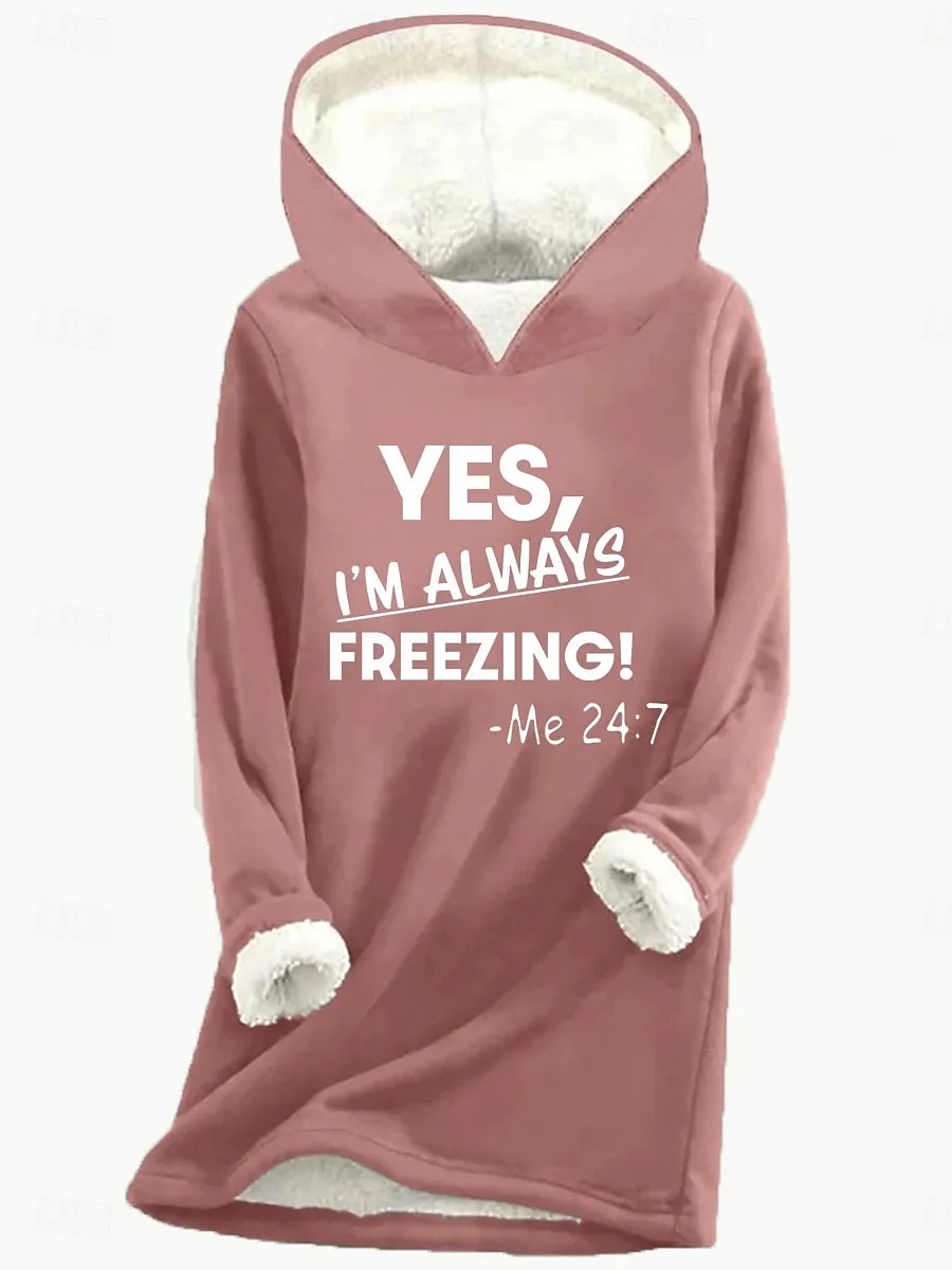 Women's Hoodie Sweatshirt Fleece Letter Street Dailywear Print Casual Comfrt Hoodie Long Sleeve Micro-elastic Fall Winter Fall & Winter Comfrt Breathable Soft Fabric