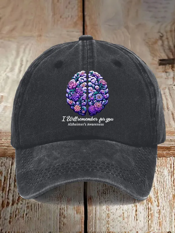 Alzheimer'S Awareness I Will Remember For You Floral Printed Baseball Cap