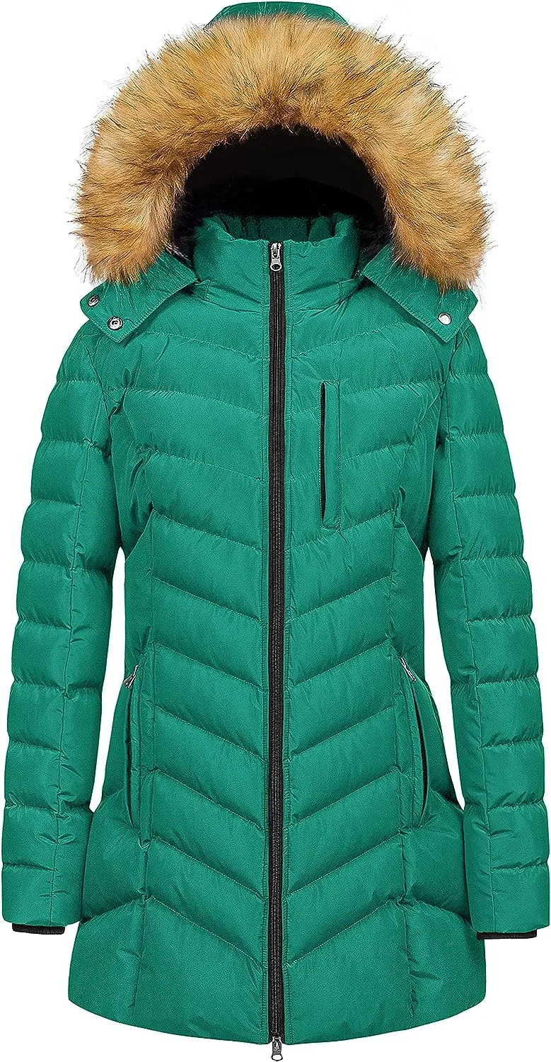 US Women's Winter Hooded Coat Waterproof Warm Long Puffer Jacket Parka