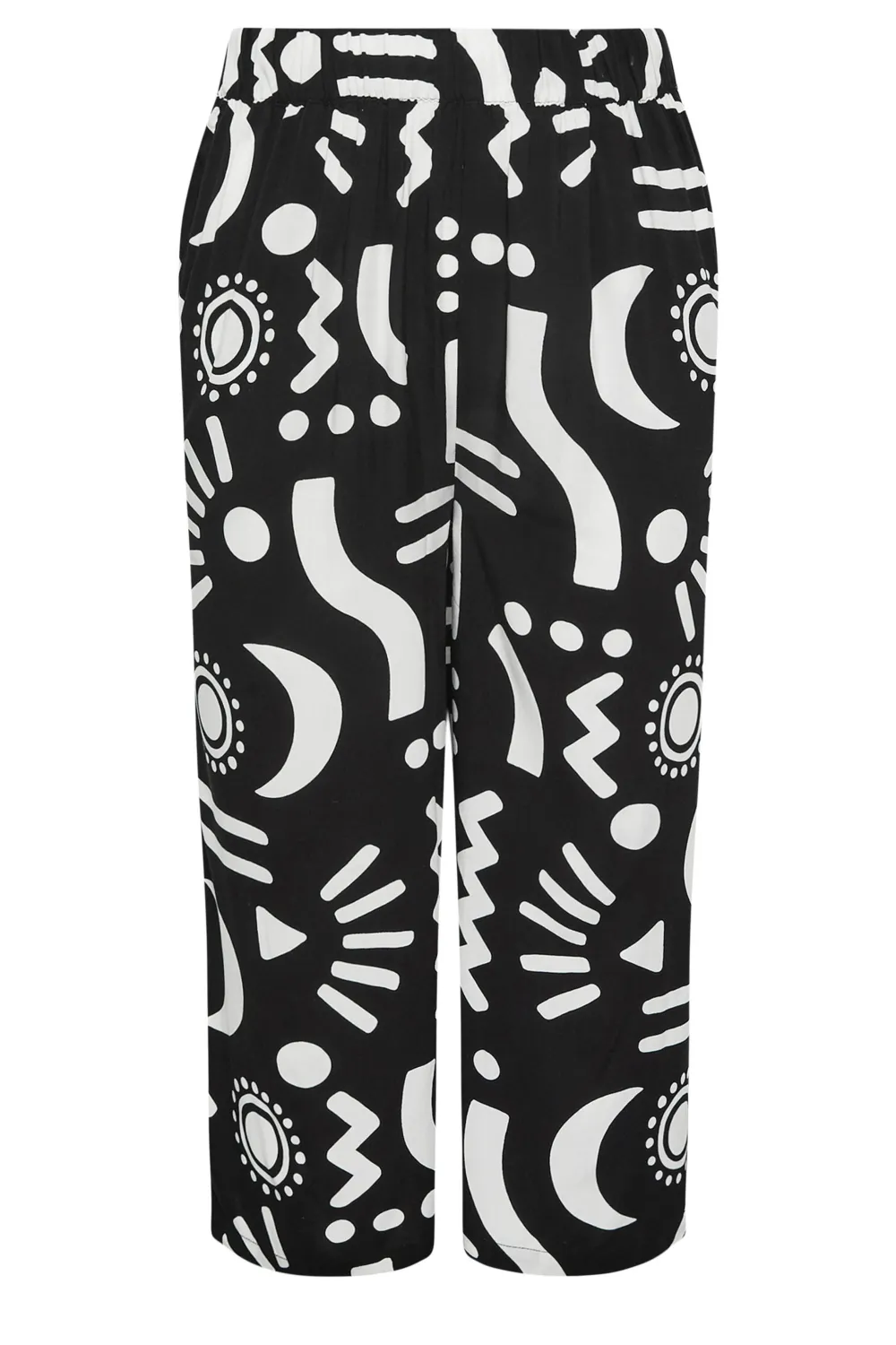 YOURS Curve Black Wide Leg Cropped Trousers