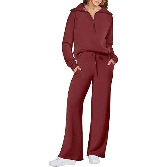 Women's 2-Piece Oversized Sweatsuit – Sweatshirt & Sweatpants Lounge Set.