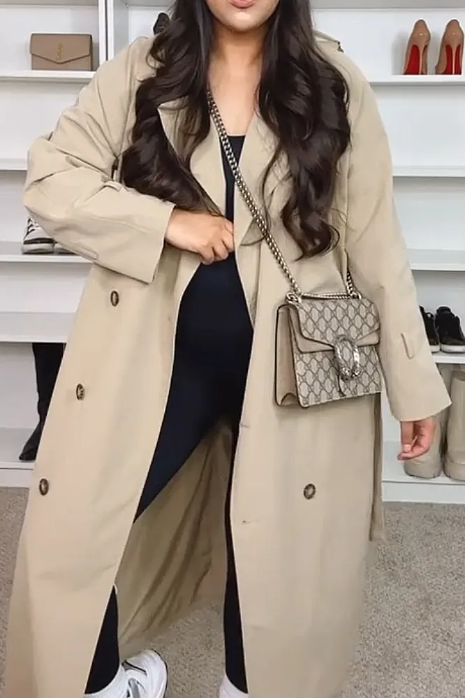 Women's solid color lapel windbreaker