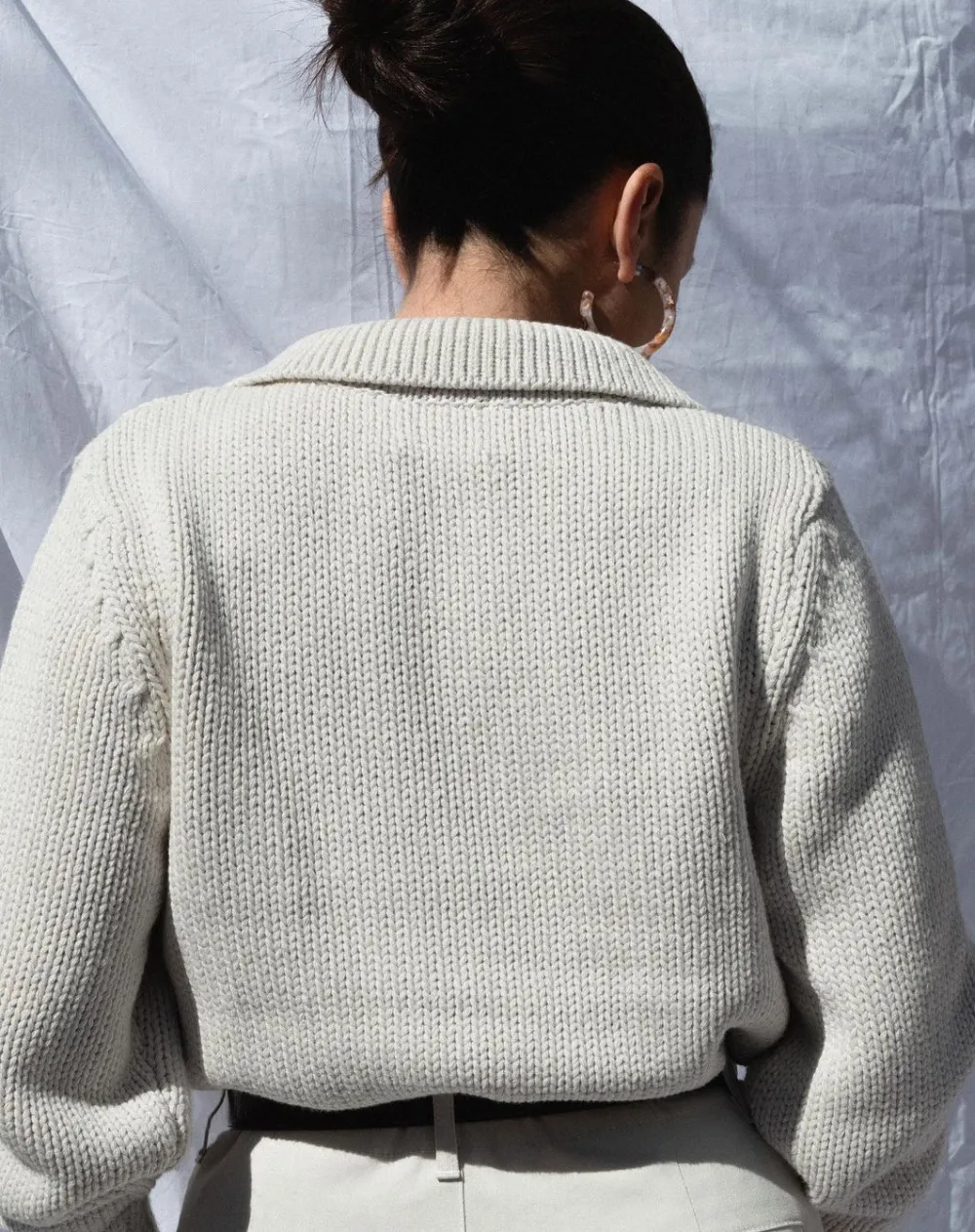 Chic Solid Color Lapel Sweater