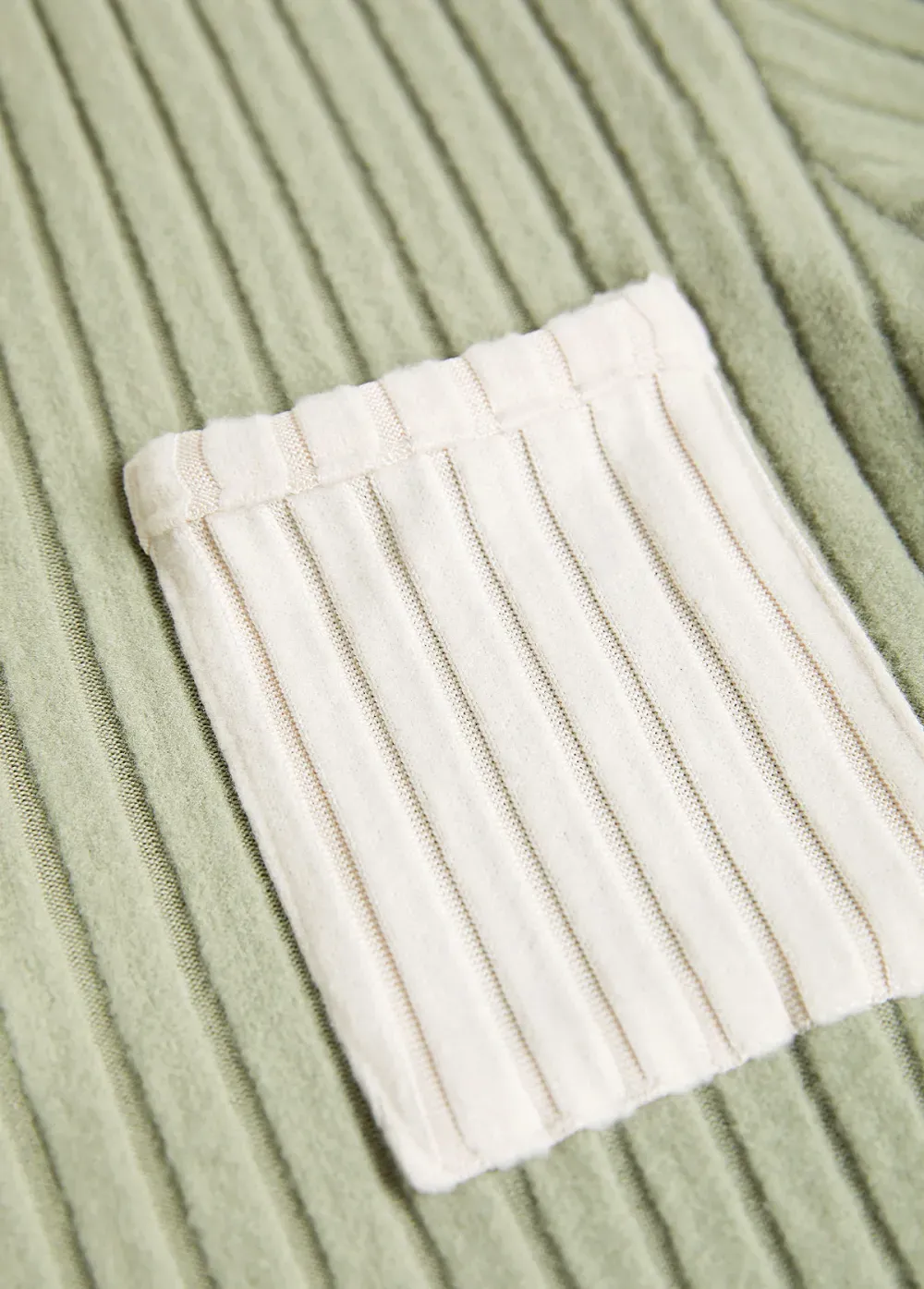 Sage Green Patchwork Long Sleeve Split Neck Sweatshirt