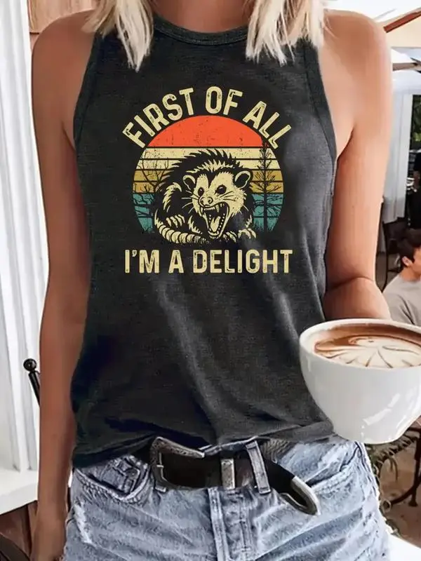 Women's Casual Tank Top – Letter Print, Sleeveless & Versatile