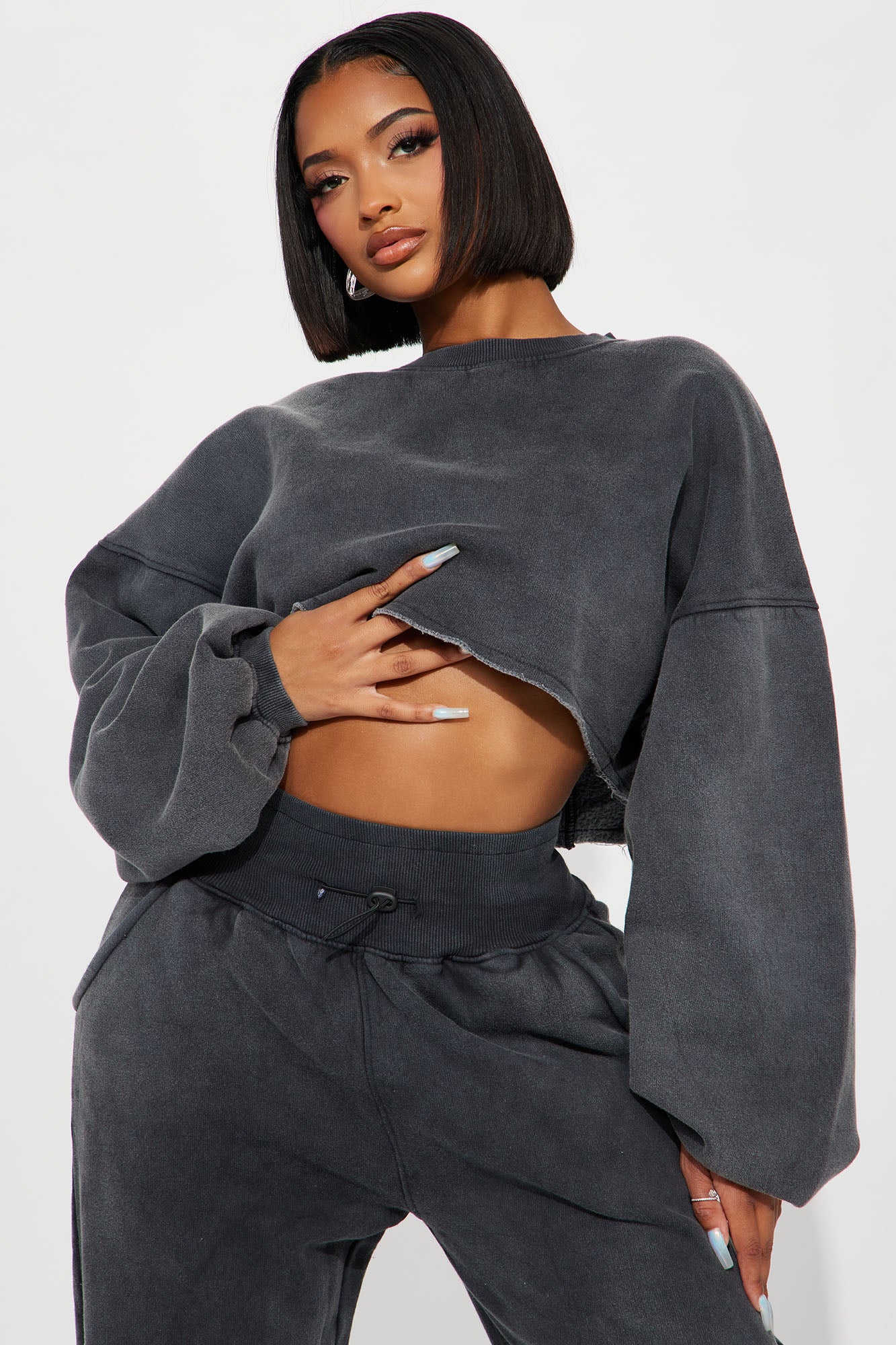 Feeling Good Fleece Jogger Set - Charcoal