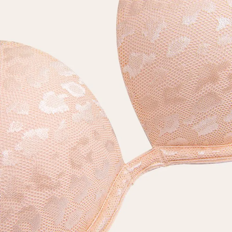 Women's Push Up Bra Deep V Plunge Underwire T-Shirt Bra Multiway 2 Cups Up Champagne/White/Light Purple