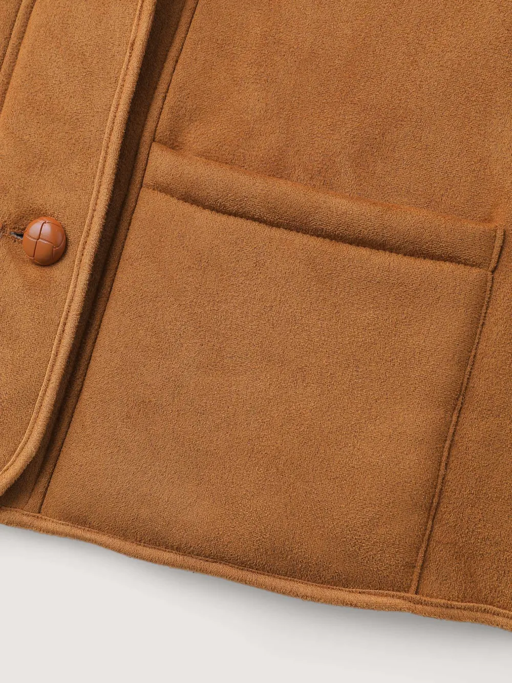 Fluffy Contrast Buttons Quilted Jacket