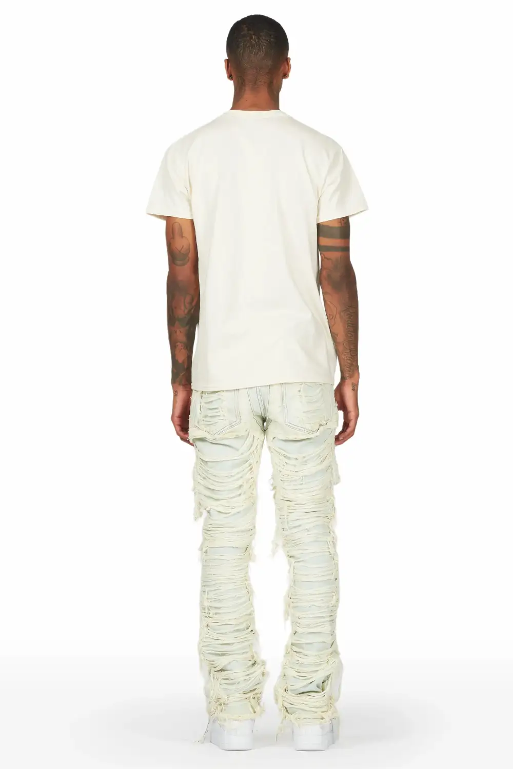 Conrad Light Blue Stacked Flare Jean