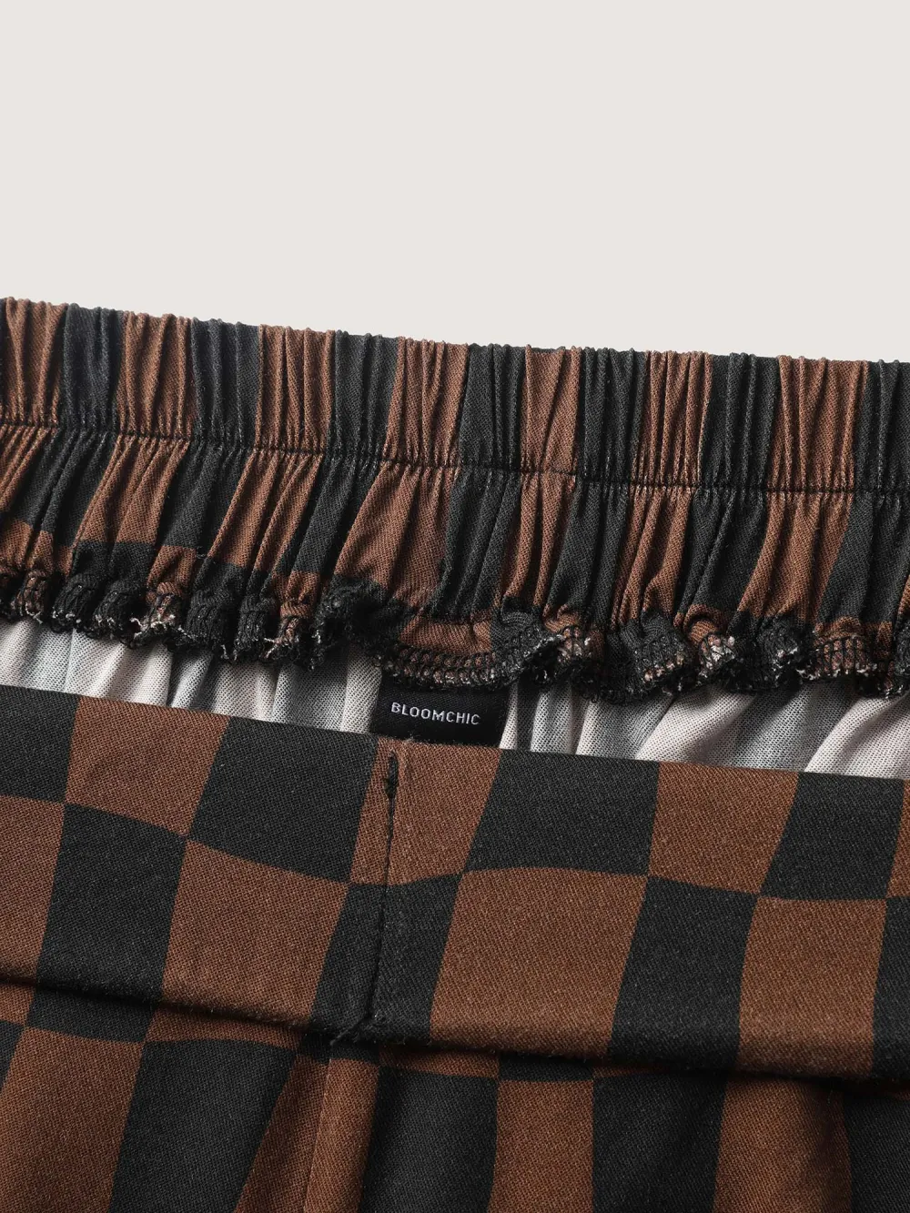 Checkered Print Wide-Leg Pants