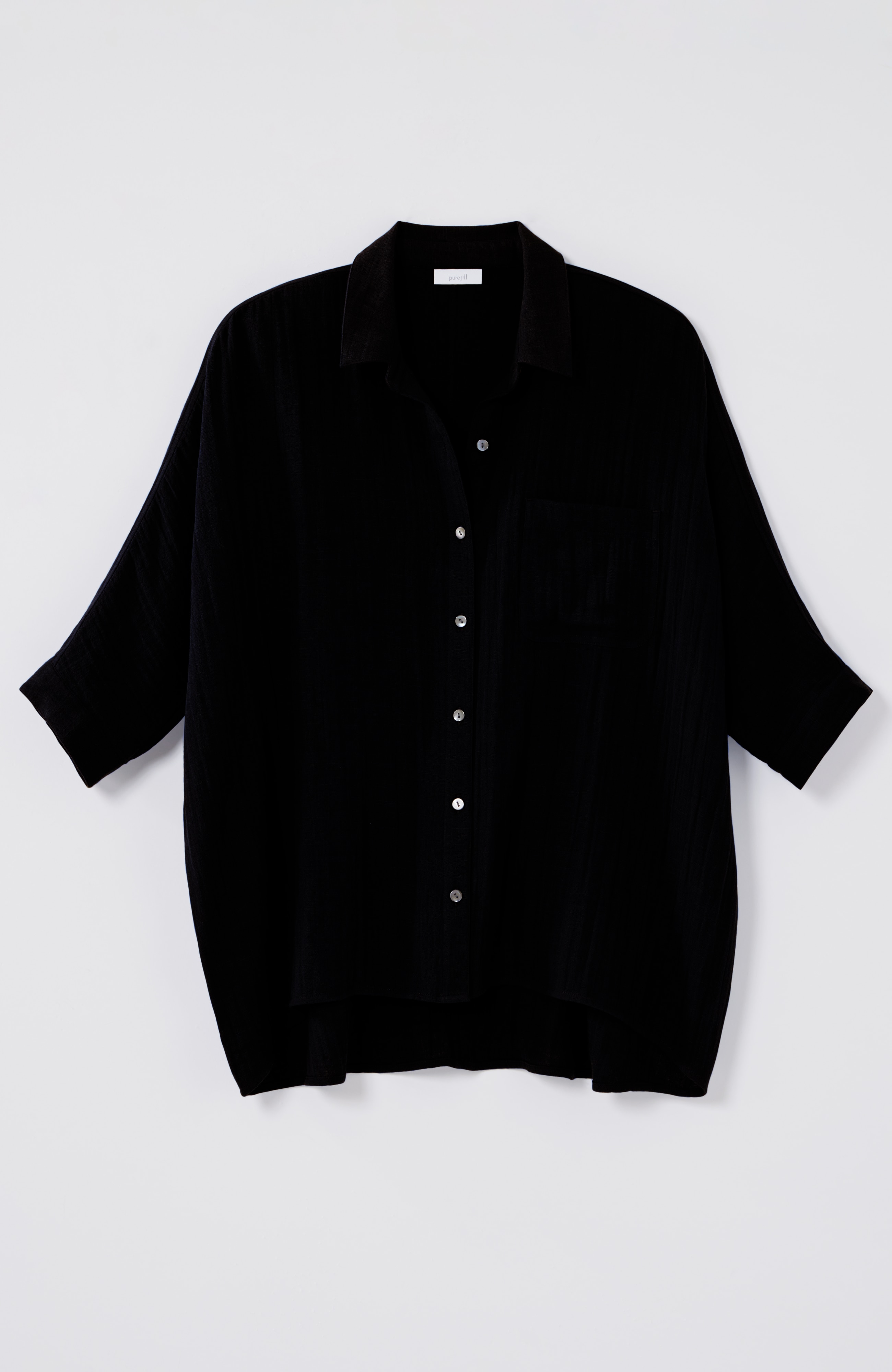 Pure Jill Relaxed Gauze Button-Front Top