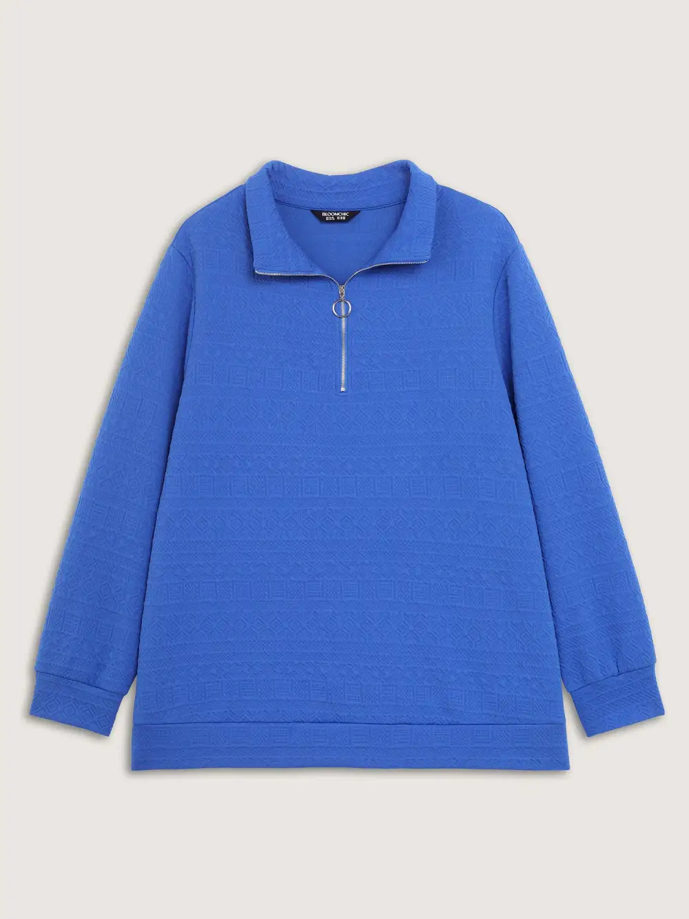 Textured Half-Zipper Stretchy Sweatshirt