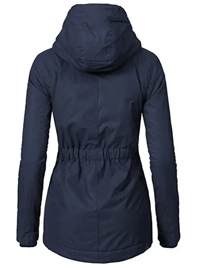 Women's Parka Street Fall Winter Puffer Jacket Long Coat Windproof Warm 3 in 1 Loose Casual Sports Jacket Long Sleeve Solid Color Zipper Purple Blushing Pink Waterpoof Daily Wear Down Parkas  Lined