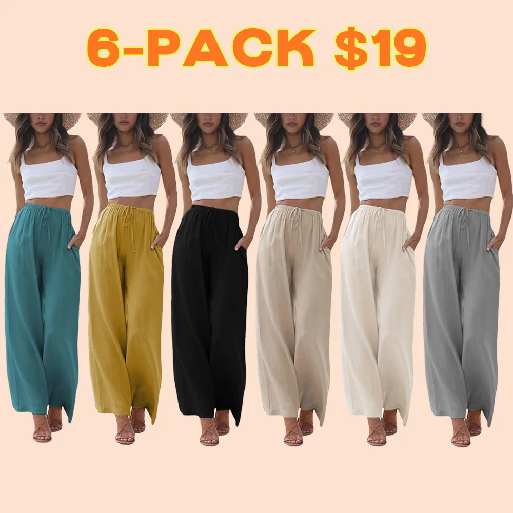 Women's Wide Leg Palazzo Pants – Lightweight Summer Trousers with Pockets
