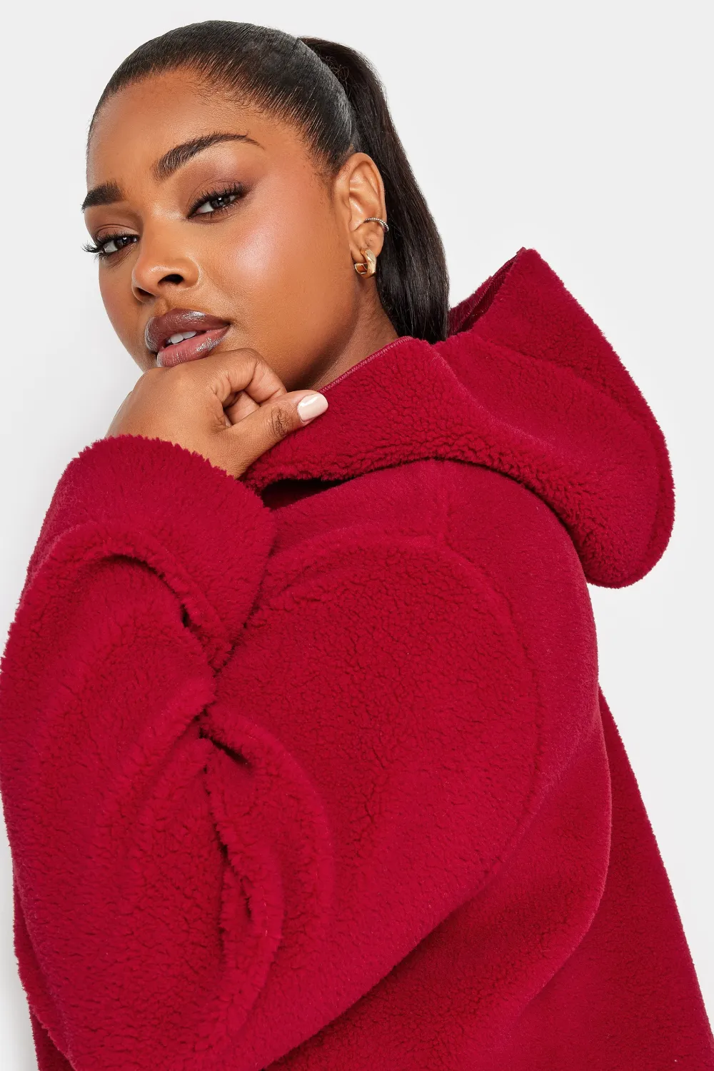 YOURS Curve Brown Teddy Hooded Jacket