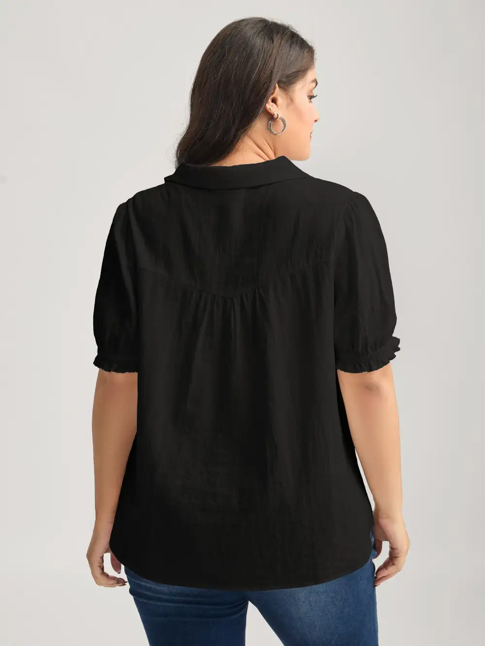 Pure Cotton Ruffled Puffy Sleeve Blouse