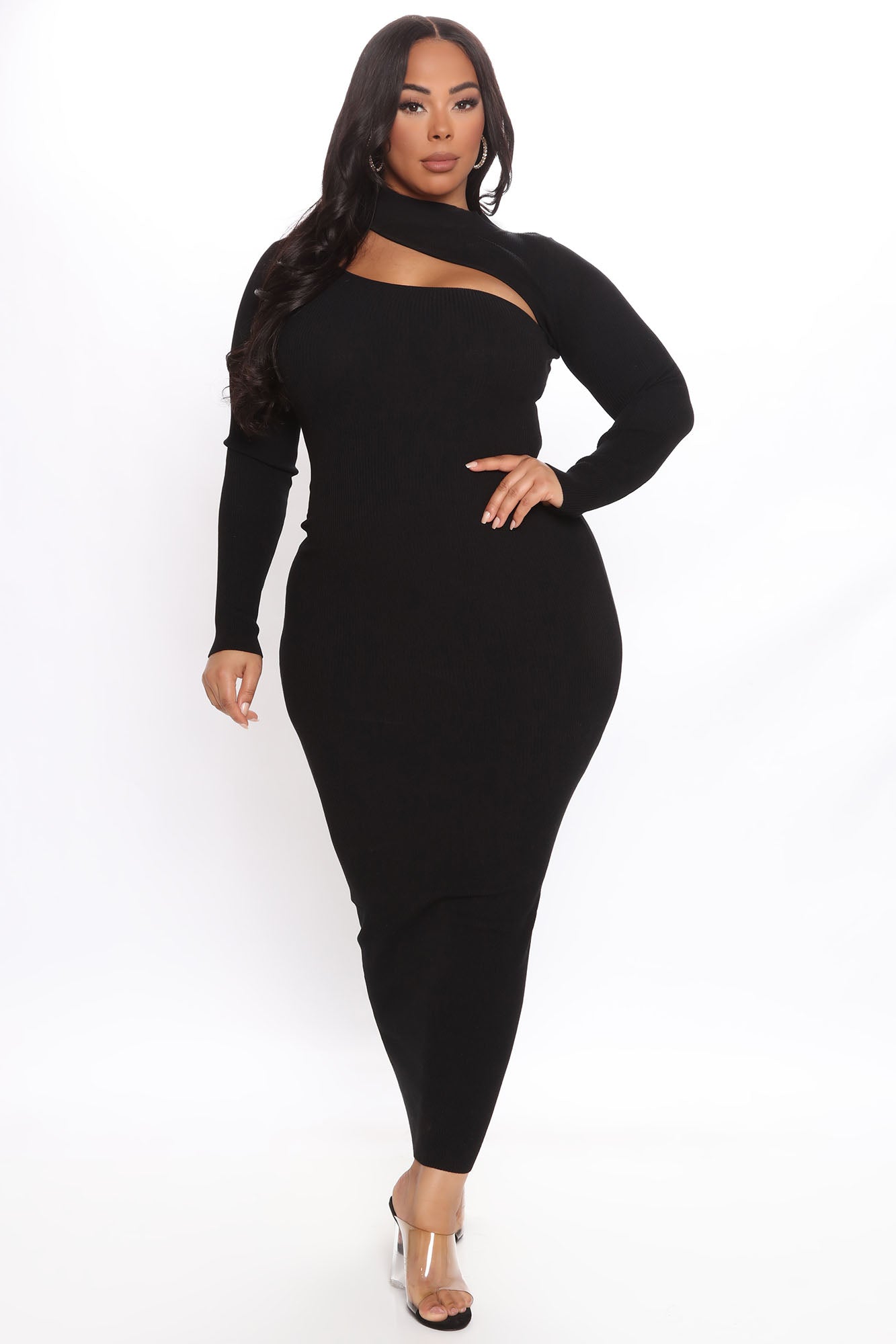 Making The Cut Midi Sweater Dress - Black