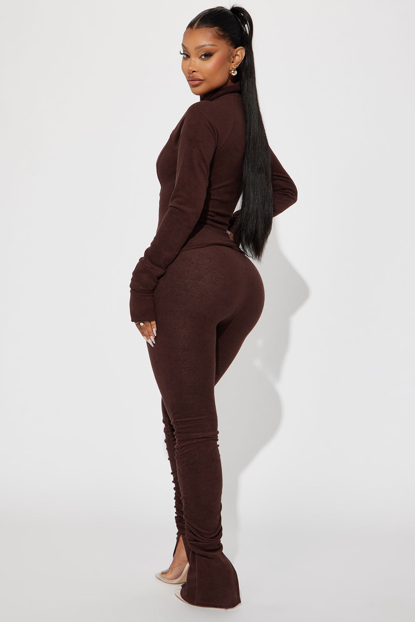 Weekend Chill Terry Cloth Pant Set - Chocolate