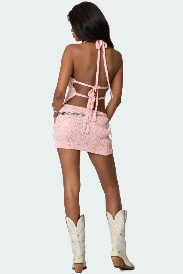 Shaylee Sequin Knit Backless Top