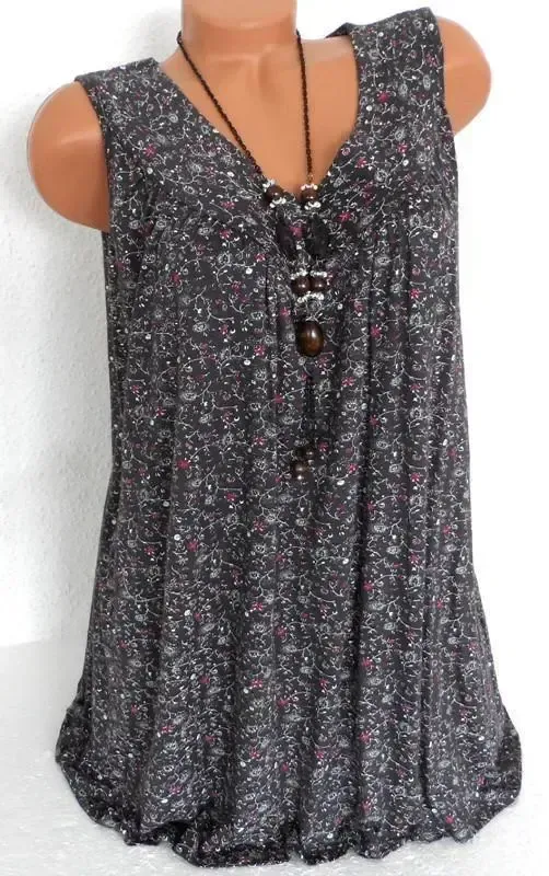 Plus Size Women Fashion Blouse Casual Loose Floral Printed Tops