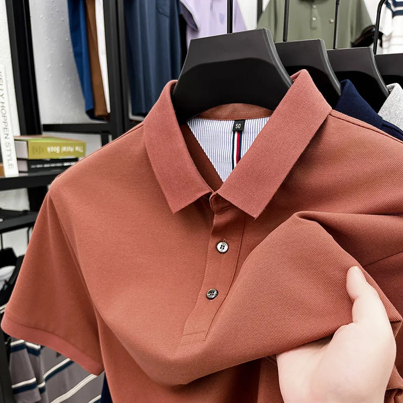 2025 Men's New Solid Color Cotton Casual Polo Shirt