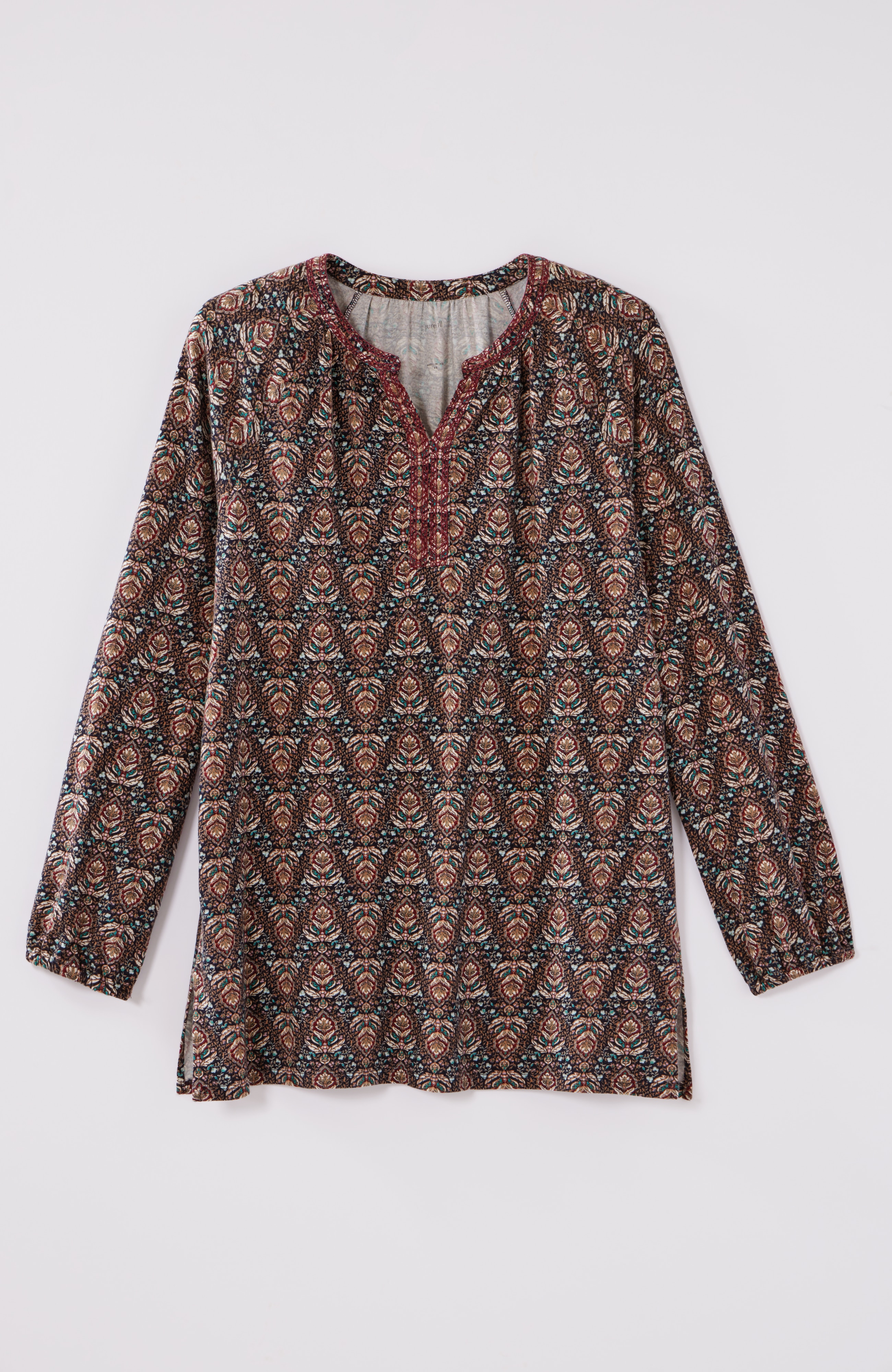 Pure Jill Printed & Embroidered Knit Tunic