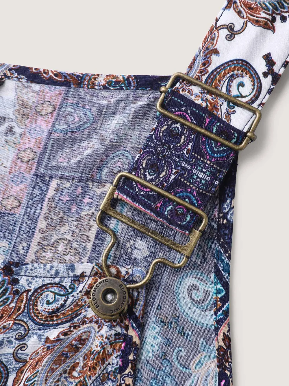 Boho Collage Patchwork Front Pockets Jumpsuit