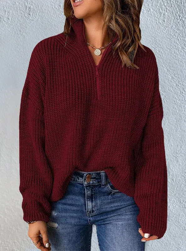 Casual Stand Collar Cotton Sweater Sweater