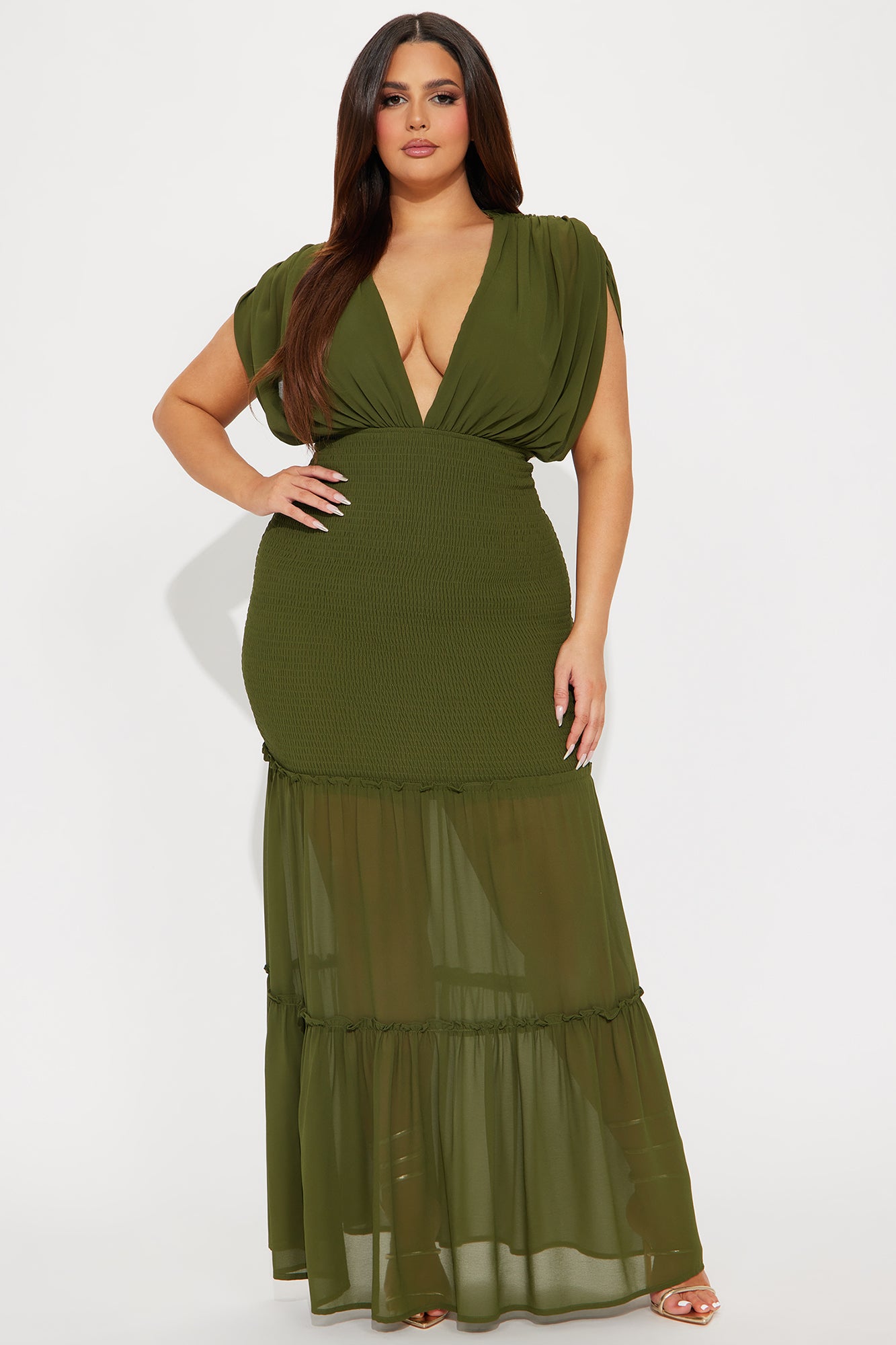 Sienna Chiffon Maxi Dress - Olive