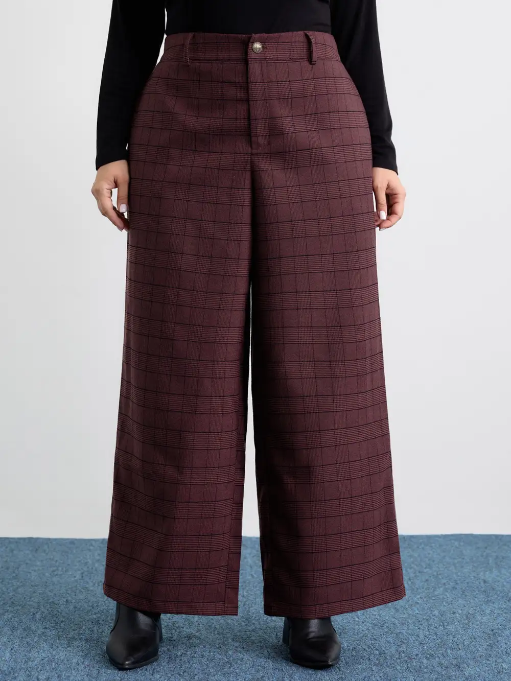 Checkered Stretchy Waist Pants