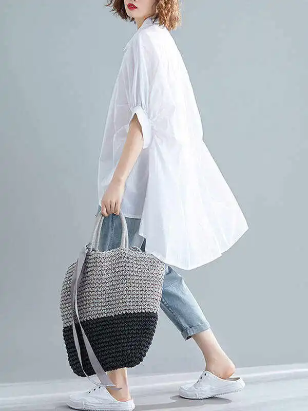 Irregular High-Low Oversize Batwing Sleeve Shirt