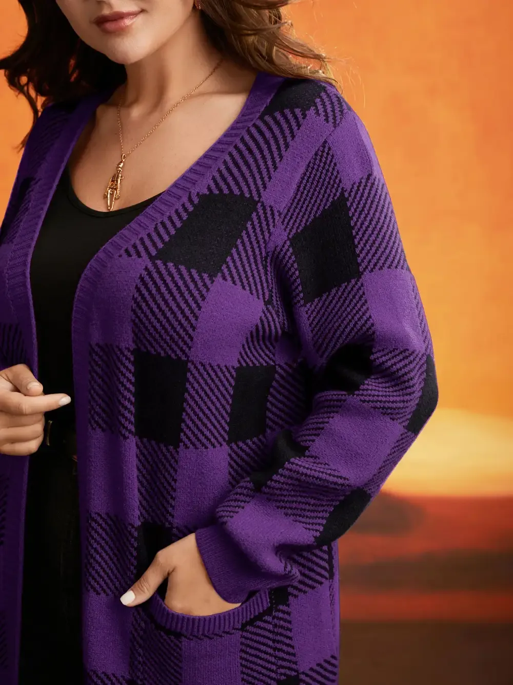 Supersoft Essentials Halloween Plaid Open Cardigan