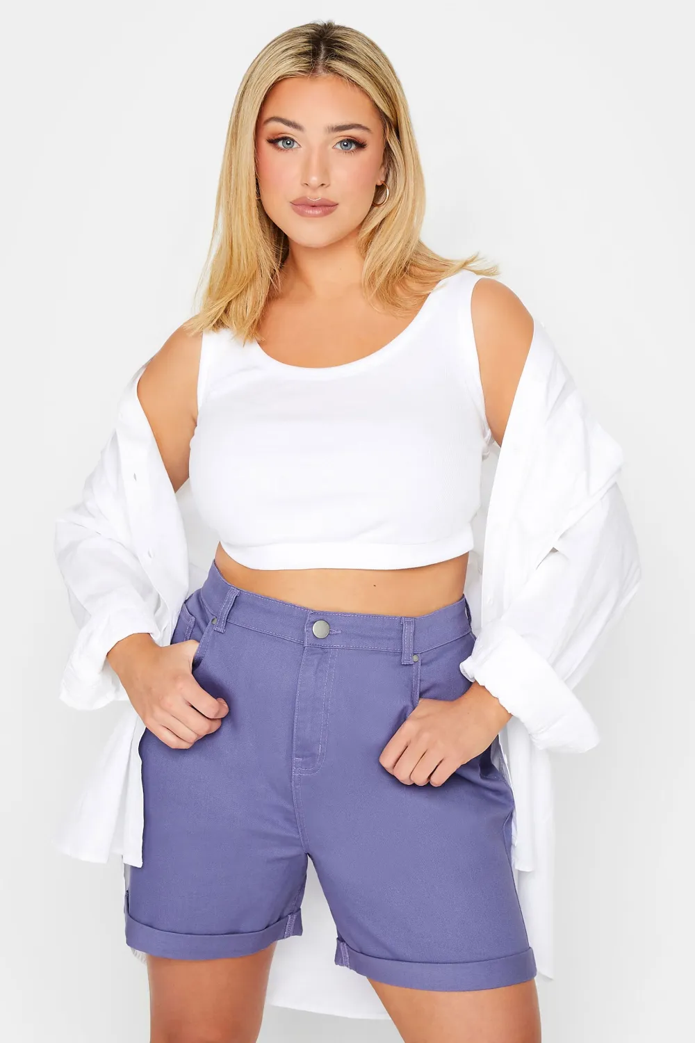 YOURS Curve Purple MOM Denim Shorts