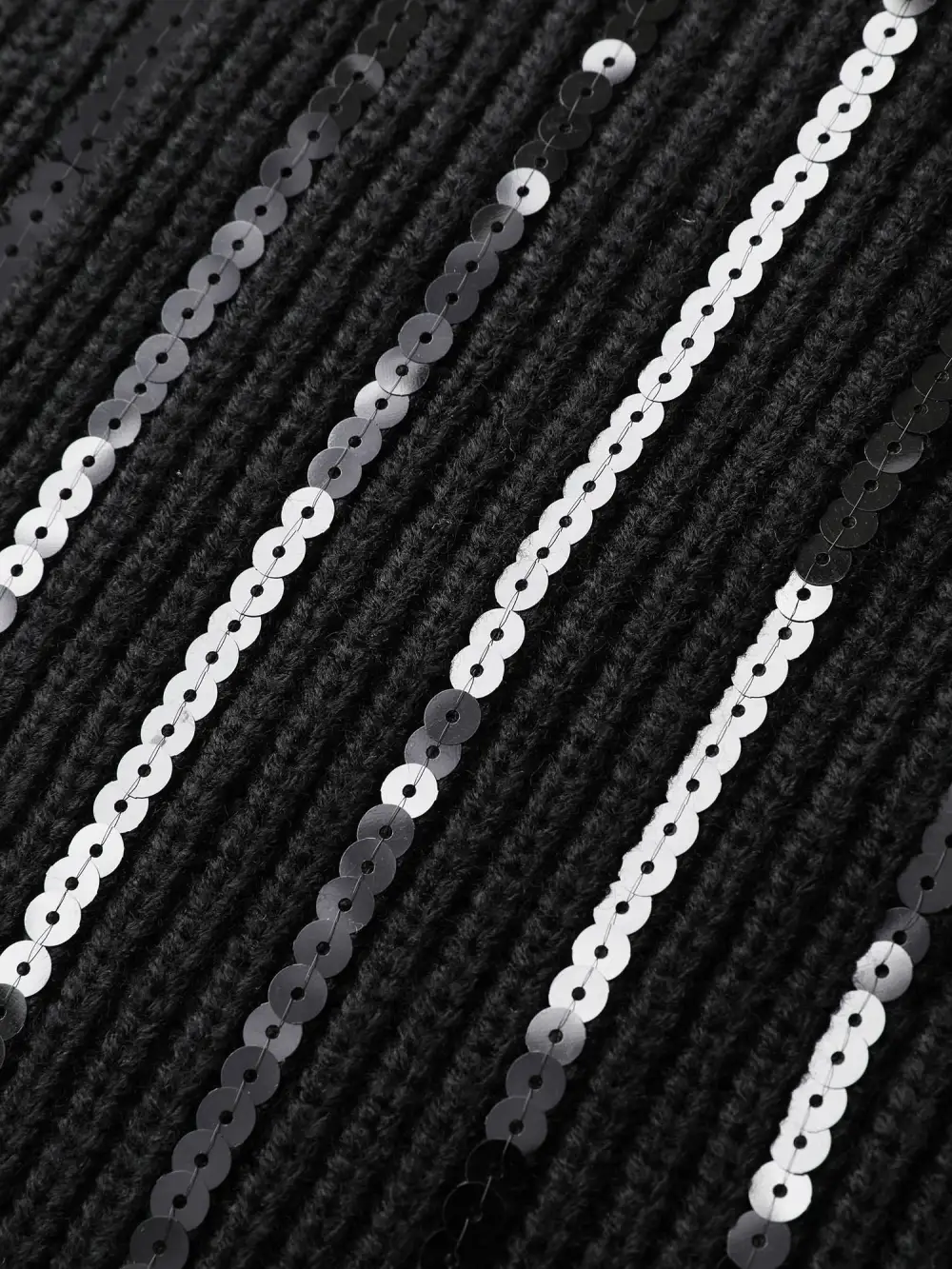 Sequin Embroidered Textured Pullover