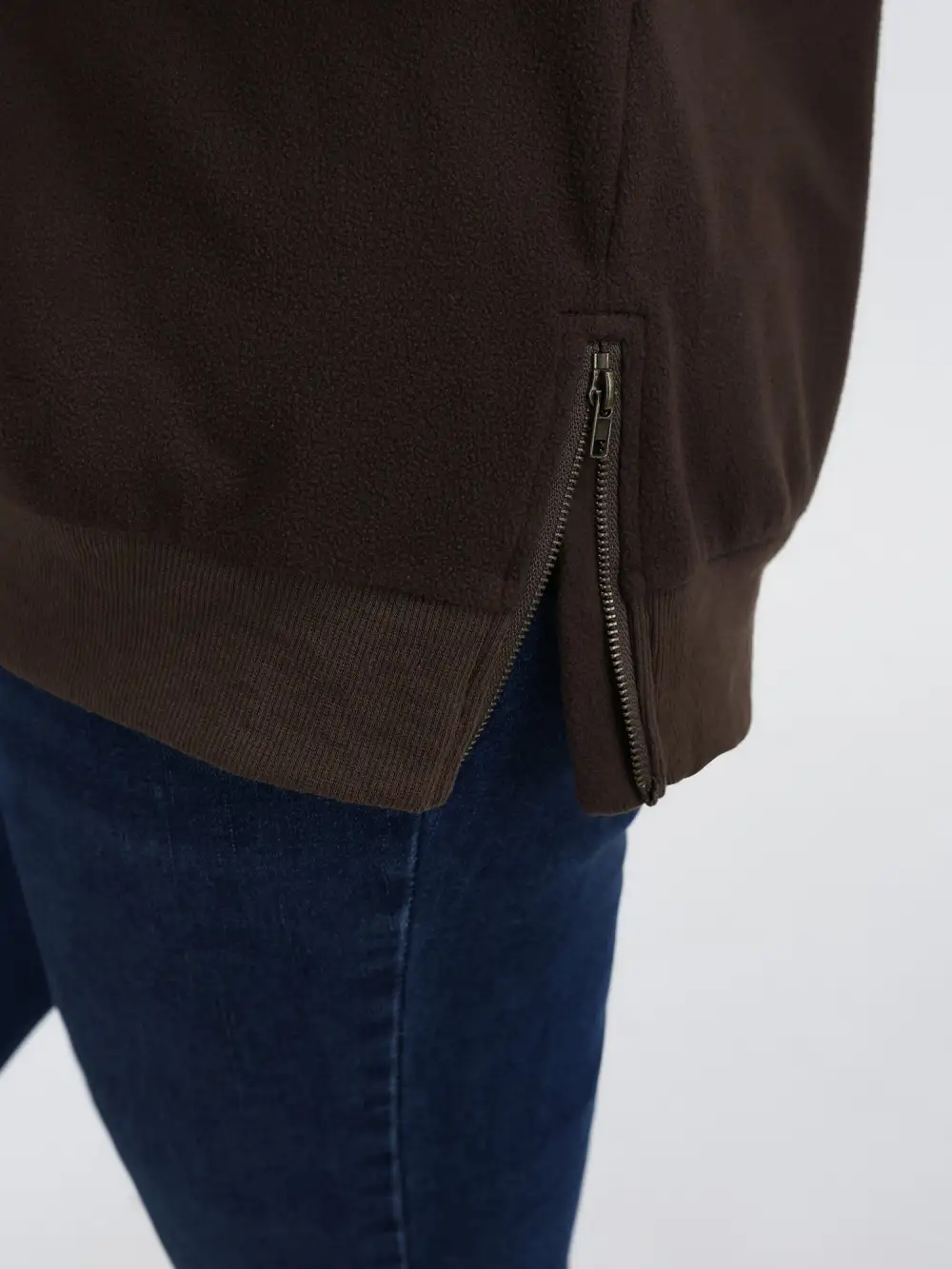 Mixed Material Spliced Collar Sweatshirt