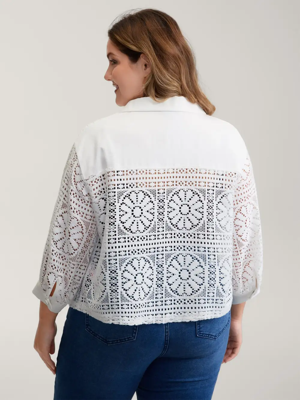 Cut-Out Lace Relaxed-Fit Jacket